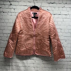 Carole Little Pink Quilted Bomber Jacket size M